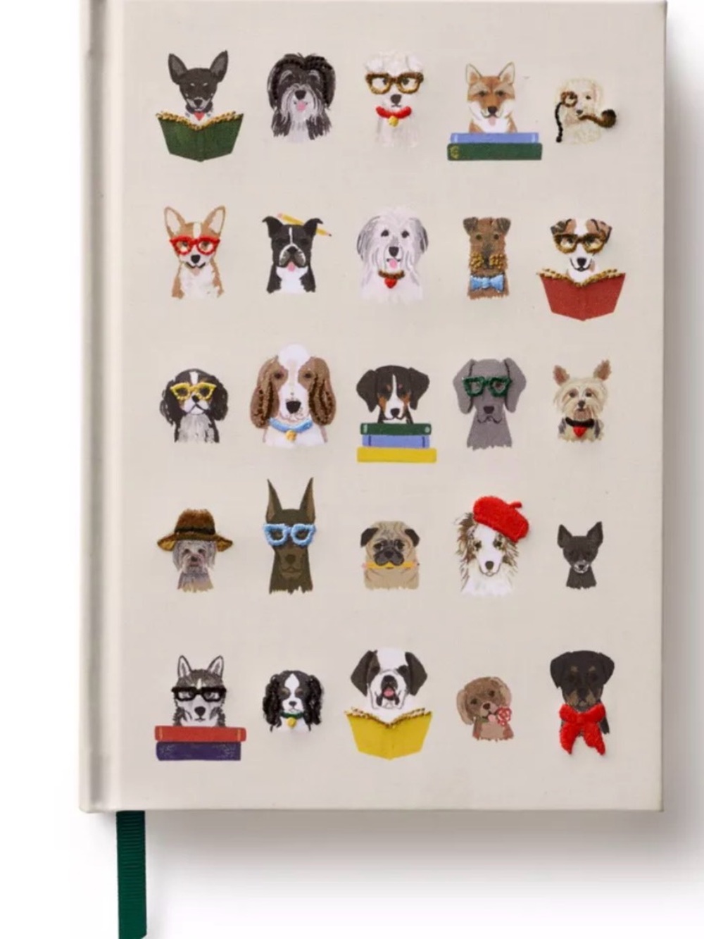 Rifle Paper Co. Cream Hardcover Notebook with Colorful Dog Faces